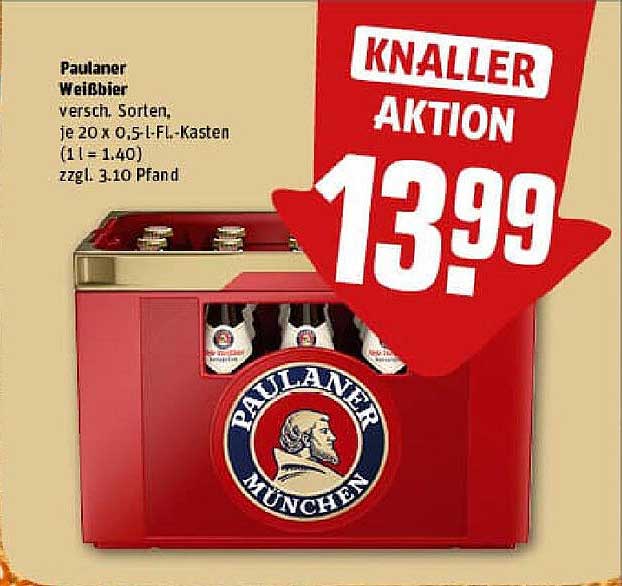Paulaner Weißbier 20 x 0,5 L-Fl. Kasten