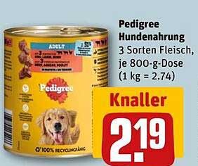 Pedigree Hundenahrung 800-g-Dose, 3 Sorten Fleisch