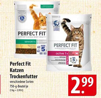 Perfect Fit Katzen Trockenfutter verschiedene Sorten 750-g-Beutel