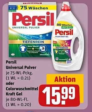 Persil Universal Pulver 75 WL oder Colorwaschmittel Kraft Gel 80 WL