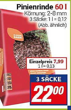 Pinienrinde 60 l - 3 Säcke für 22,00 €