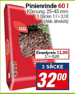 Pinienrinde 60 l - 3 Säcke für 32,00 €