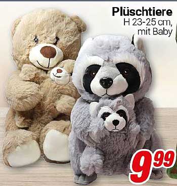 Plüschtiere H 23-25 cm, mit Baby