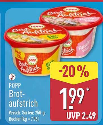 POP Brotaufstrich 250g Becher – Verschiedene Sorten