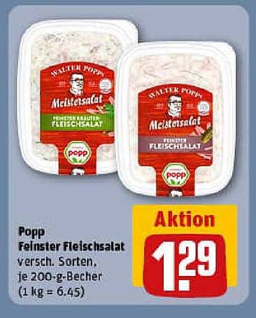 Popp Feinster Fleischsalat - verschiedene Sorten, je 200-g-Becher