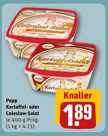 Popp Kartoffel- oder Coleslaw-Salat 400-g-Pckg.