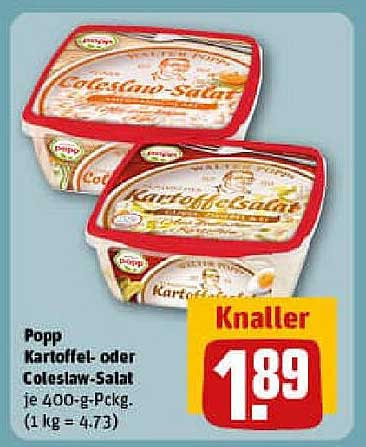 Popp Kartoffel- oder Coleslaw-Salat je 400-g-Pckg.