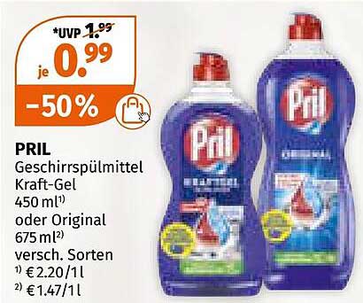 PRIL Geschirrspülmittel Kraft-Gel 450 ml oder Original 675 ml