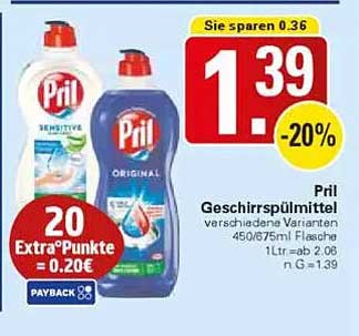 Pril Geschirrspülmittel verschiedene Varianten 450/675 ml Flasche