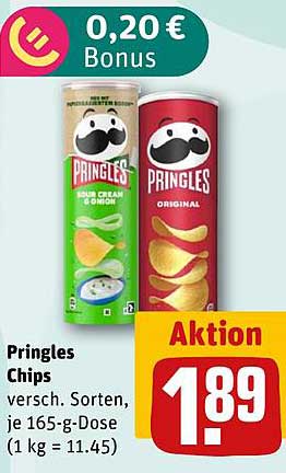 Pringles Chips – Verschiedene Sorten je 165-g-Dose