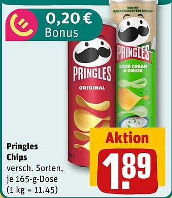 Pringles Chips - Verschiedene Sorten, je 165-g-Dose