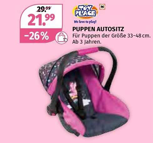 Puppen Autositz für Puppen der Größe 33-48 cm
