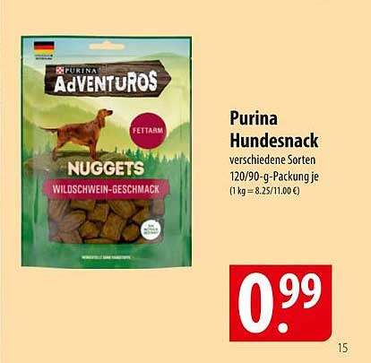 Purina Hundesnack verschiedene Sorten 120/90-g-Packung je (1 kg = 8,25/11,00 €)