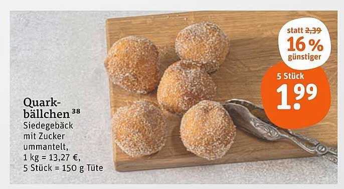 Quarkbällchen 5 Stück – Siedegebäck mit Zuckermantel