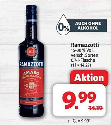 Ramazzotti Amaro 0,7 l – Jetzt im Angebot!