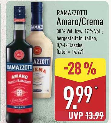 RAMAZZOTTI Amaro/Crema 0,7-L-Flasche