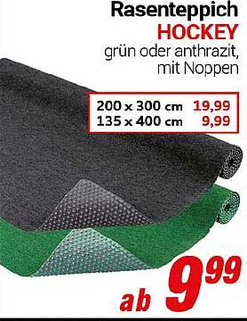 Rasenteppich HOCKEY - grün oder anthrazit, mit Noppen