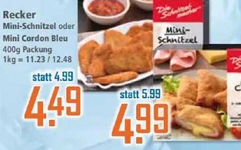 Recker Mini-Schnitzel oder Mini Cordon Bleu 400g Packung