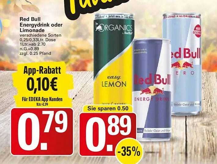 Red Bull Energy Drink oder Limonade - verschiedene Sorten