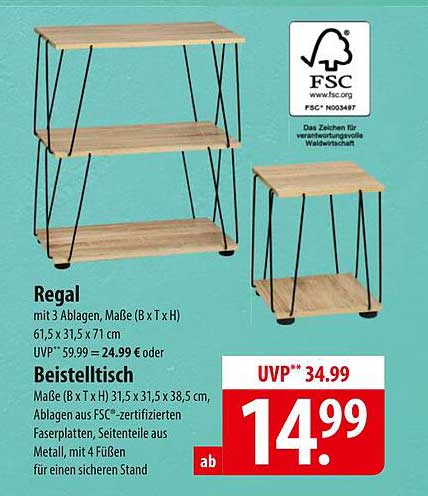 Regal mit 3 Ablagen oder Beistelltisch