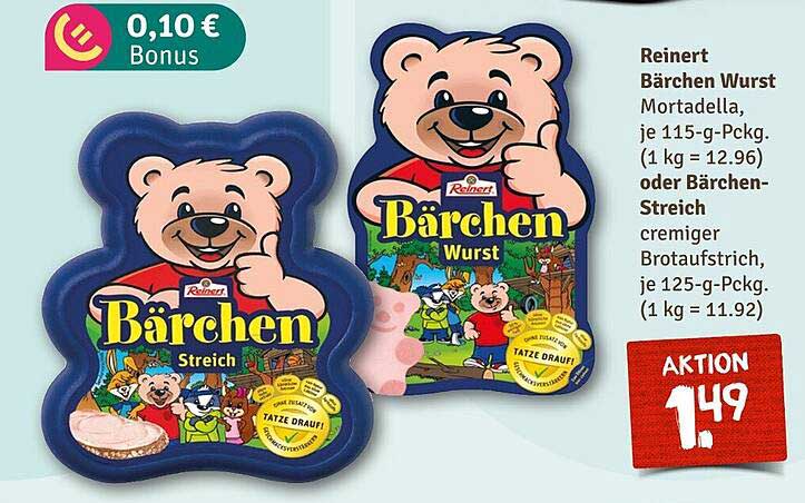 Reinert Bärchen Wurst Mortadella und Bärchen-Streich
