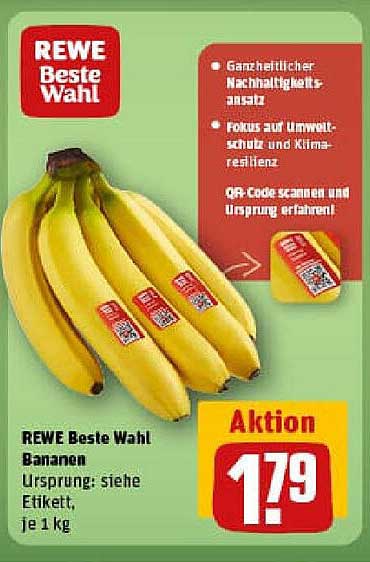 REWE Beste Wahl Bananen, je 1 kg