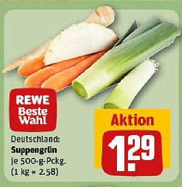 REWE Beste Wahl Suppengrün je 500-g-Packung zum Aktionspreis