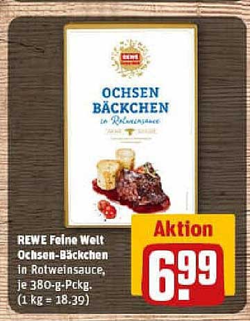 REWE Feine Welt Ochsen-Bäckchen in Rotweinsauce, je 380-g-Pckg.
