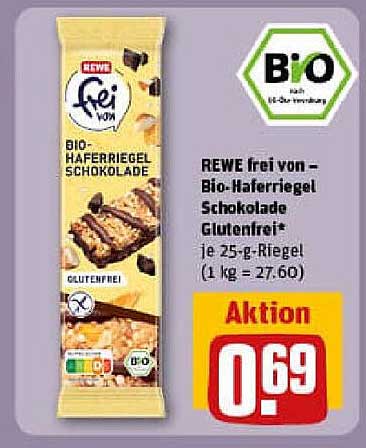 REWE frei von – Bio-Haferriegel Schokolade glutenfrei