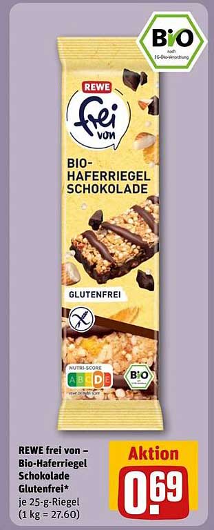 REWE frei von – Bio-Haferriegel Schokolade Glutenfrei
