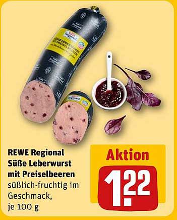 REWE Regional Süße Leberwurst mit Preiselbeeren, 100 g