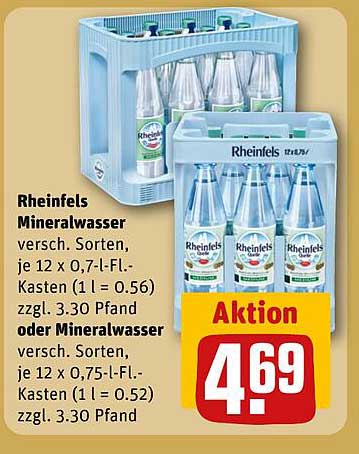 Rheinfels Mineralwasser 12 x 0,7-L-Fl.-Kasten oder 12 x 0,75-L-Fl.-Kasten