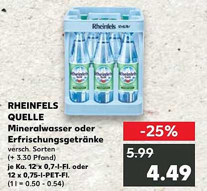 Rheinfels Quelle Mineralwasser oder Erfrischungsgetränke -25%