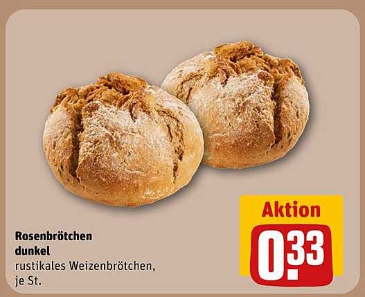Rosenbrötchen dunkel, rustikales Weizenbrötchen, je St.