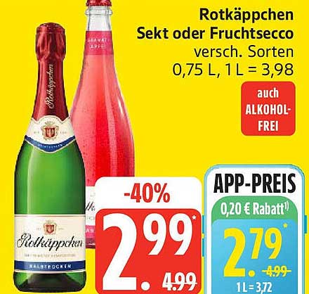 Rotkäppchen Sekt oder Fruchtsecco verschieden Sorten