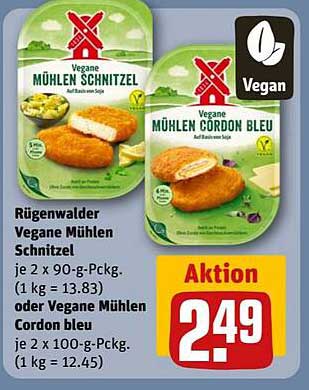 Rügenwalder Vegane Mühlen Schnitzel oder Cordon Bleu