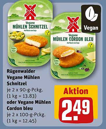 Rügenwalder Vegane Mühlen Schnitzel oder Vegane Mühlen Cordon bleu