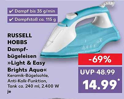 RUSSELL HOBBS Dampfbügeleisen »Light & Easy Brights Aqua«