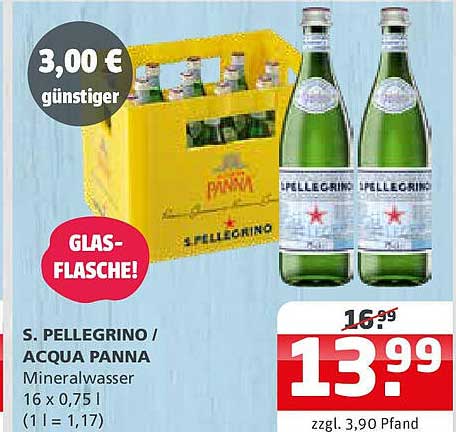S. Pellegrino / Acqua Panna Mineralwasser - 16 x 0,75 l