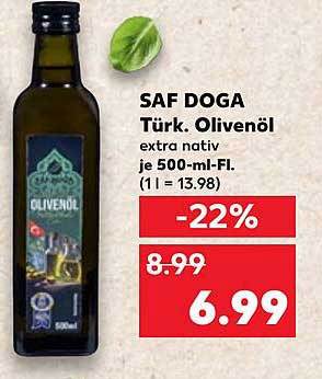 SAF DOGA Türk. Olivenöl extra nativ je 500-ml-Fl.