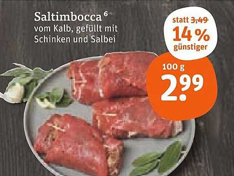 Saltimbocca vom Kalb, gefüllt mit Schinken und Salbei
