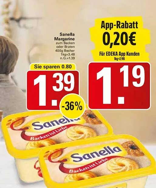 Sanella Margarine 400g zum Backen oder Braten