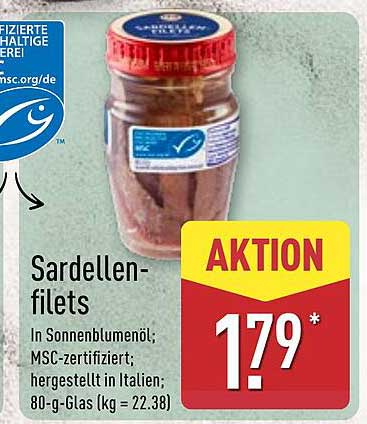 Sardellenfilets in Sonnenblumenöl - Aktion