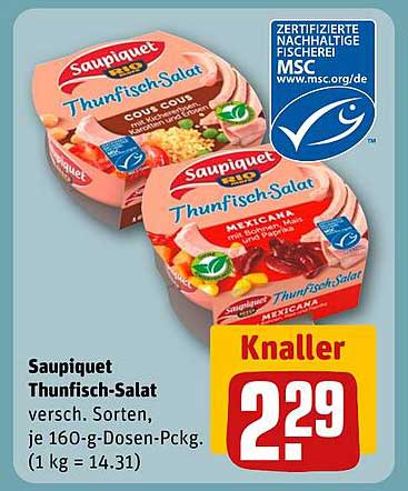 Saupiquet Thunfisch-Salat, verschiedene Sorten, je 160-g-Dosen-Pckg.