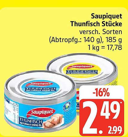 Saupiquet Thunfisch Stücke in verschiedenen Sorten - 185 g