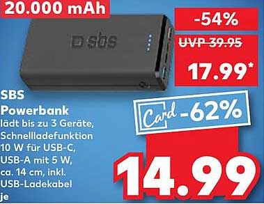 SBS Powerbank 20.000 mAh