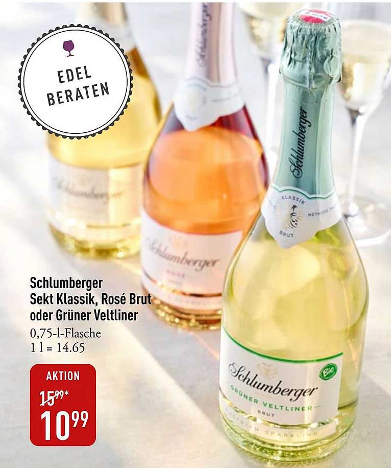Schlumberger Sekt Klassik, Rosé Brut oder Grüner Veltliner 0,75 l