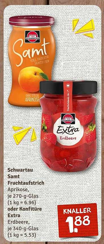 Schwartau Samt Fruchtaufstrich Aprikose oder Konfitüre Extra Erdbeere