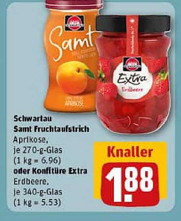 Schwartau Samt Fruchtaufstrich Aprikose oder Konfitüre Extra Erdbeere