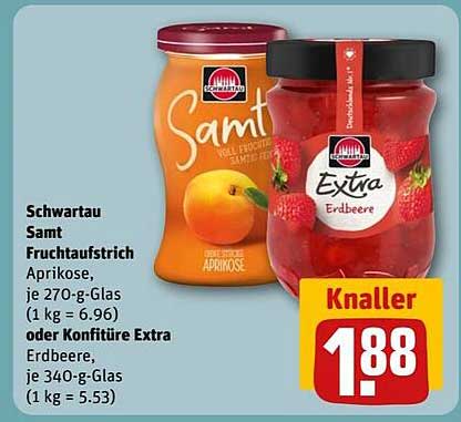 Schwartau Samt Fruchtaufstrich Aprikose oder Konfitüre Extra Erdbeere